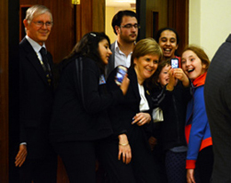 The First Minister, Nicola Sturgeon MSP, with young members of the Jewish community