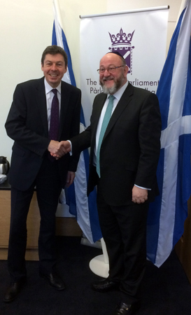 Chief Rabbi Ephraim Mirvis with the Presiding Officer of the Scottish Parliament, Ken Macintosh MSP